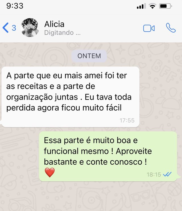 Mensagem da Alicia: receitas e organização juntas, ficou muito fácil